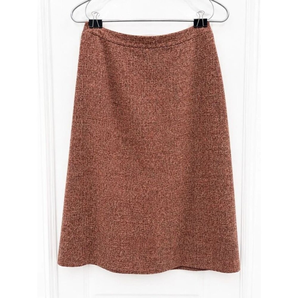Sag Harbor Women’s Brown Tweed A-Line Midi Skirt Size 6